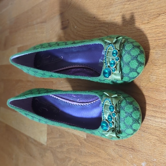 Poetic License Charm School Sz EU39.5 Green Polka Dot Heels - Picture 2 of 8